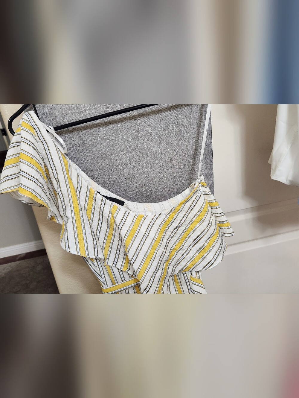 Lulus High Tide Yellow Striped One-Shoulder Midi Dress Medium - Picture 4 of 8